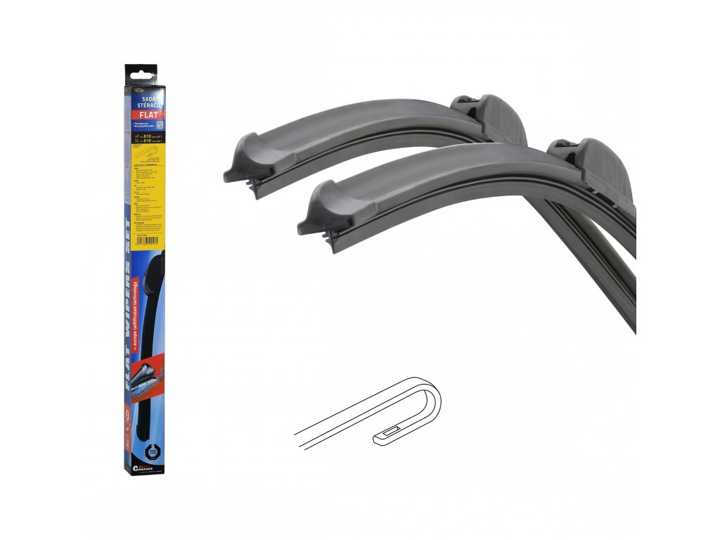 Stěrače FLAT SET (HOOK) 610+610mm Compass 10456
