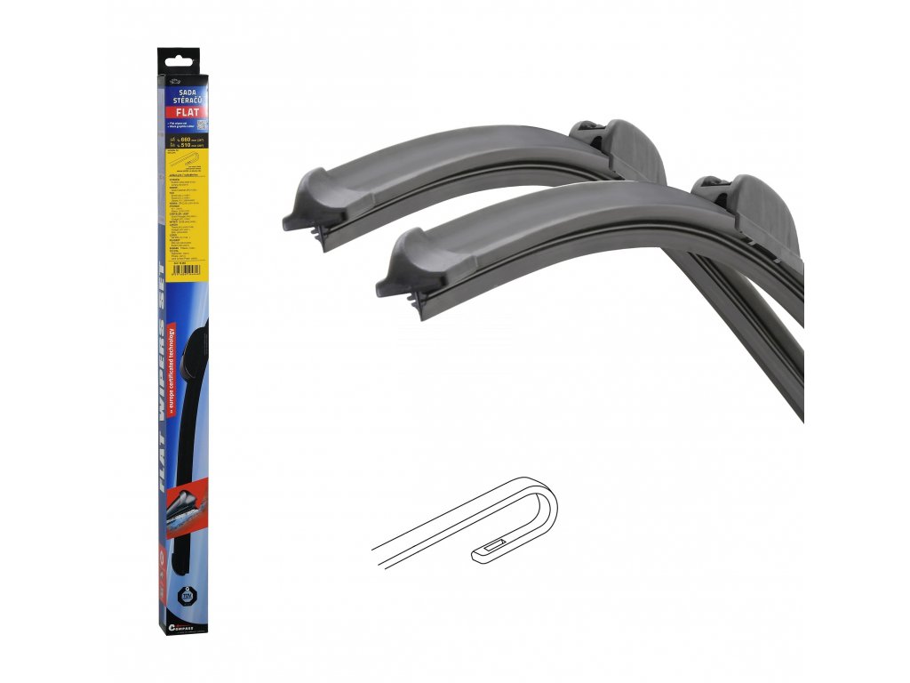 Stěrače FLAT SET (HOOK) 660+510mm Compass 10464