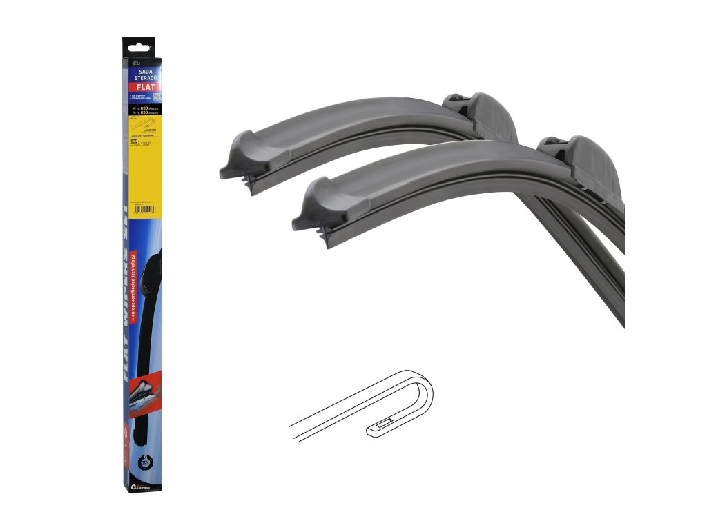 Stěrače FLAT SET (HOOK) 630+630mm Compass 10477