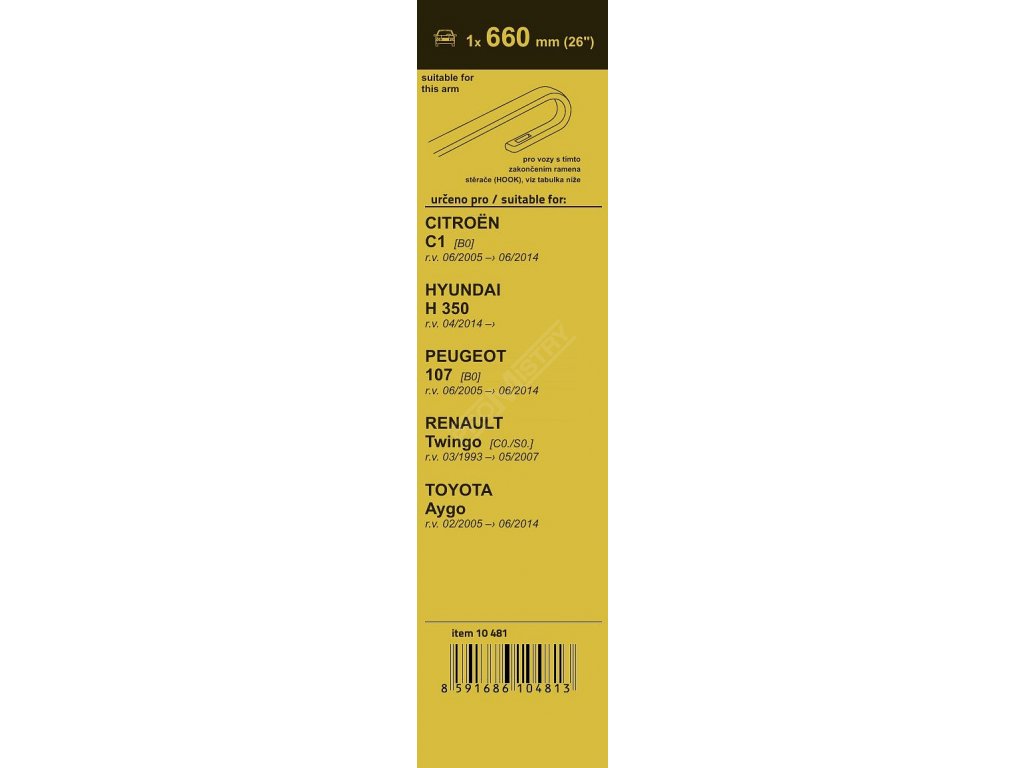 Stěrač FLAT SET (HOOK) 660mm Compass 10481