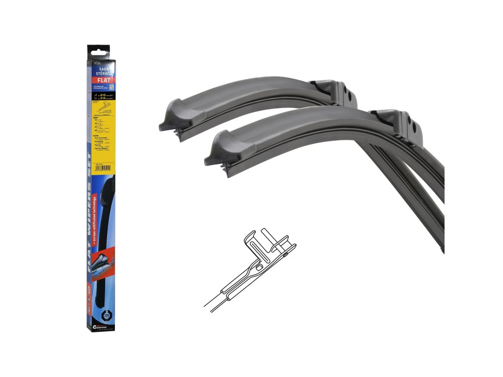 Stěrače FLAT SET (PIN) 610+510mm Compass 10515