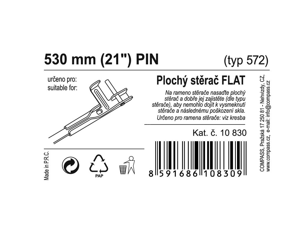 Stěrač FLAT BULK (PIN) 21"/530mm Compass 10830