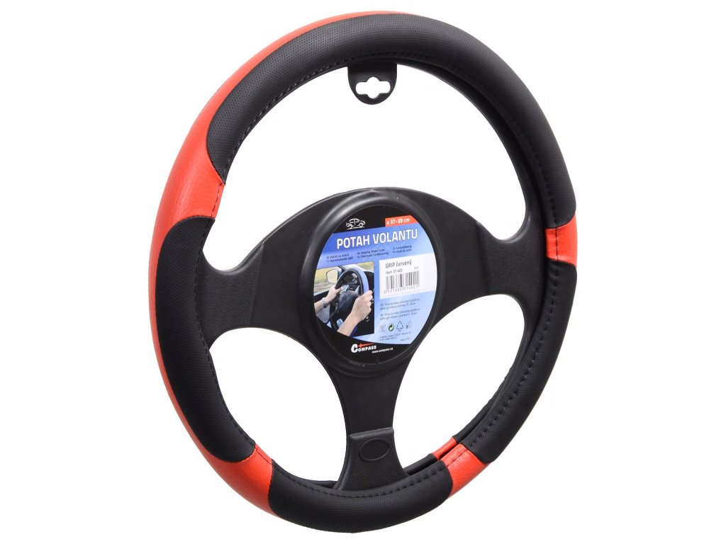 Potah volantu GRIP červený Compass 31402