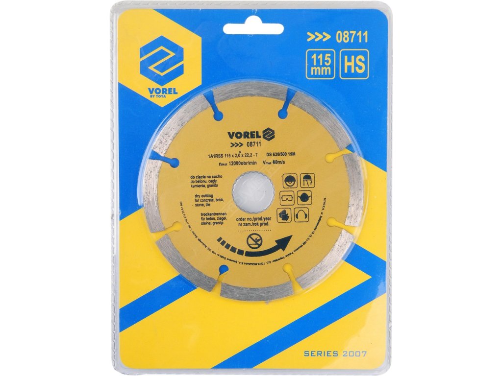 Kotouč diamantový 115 x 22,2 x 2,0 mm segmentový Vorel TO-08711