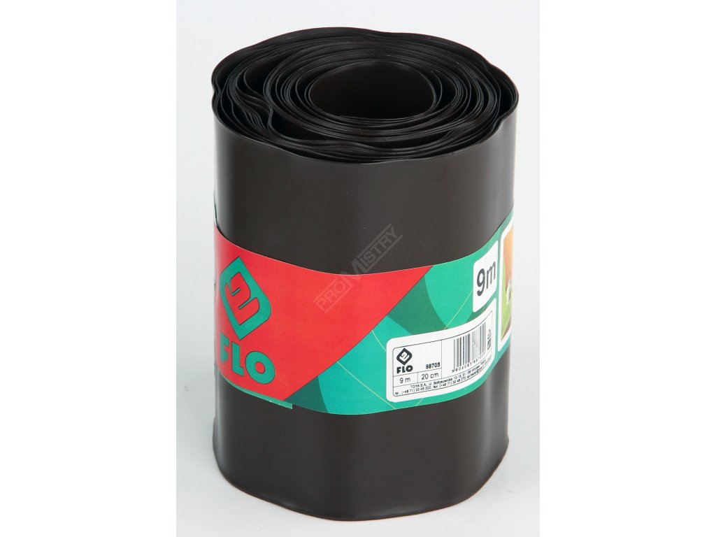 Plastový okraj trávníku v:200mm, d:9m hnědý Flo TO-88705