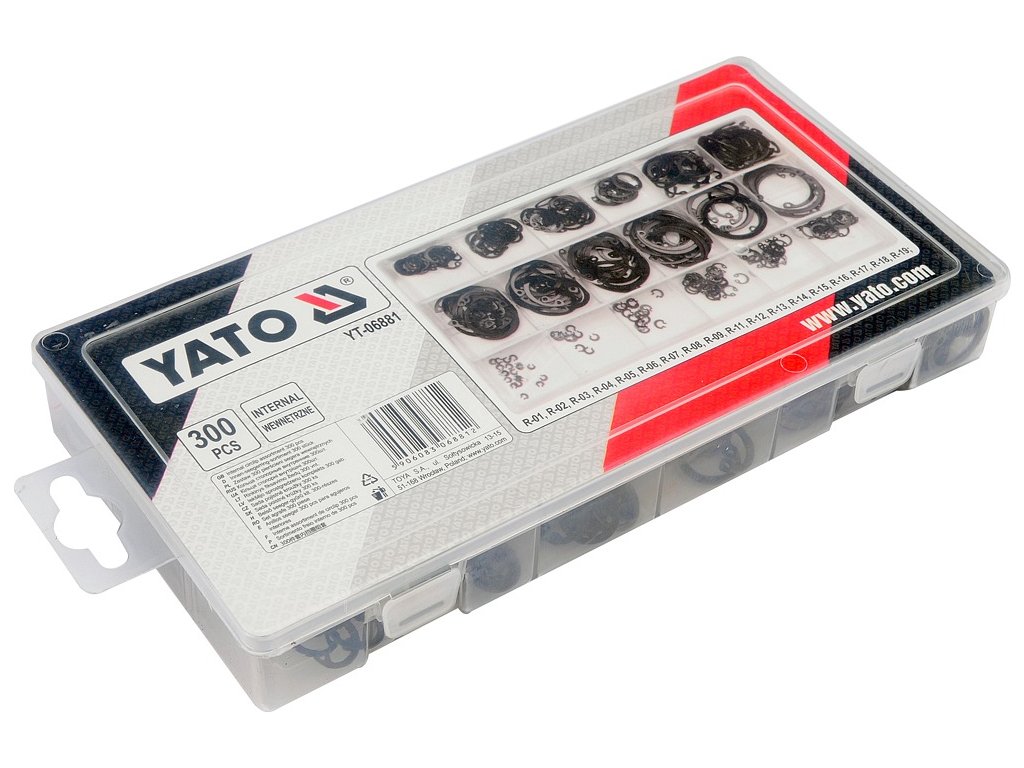 Pojistné kroužky INTERNAL sada 300ks, R1-R19, pr. 3 -32mm Yato YT-06881