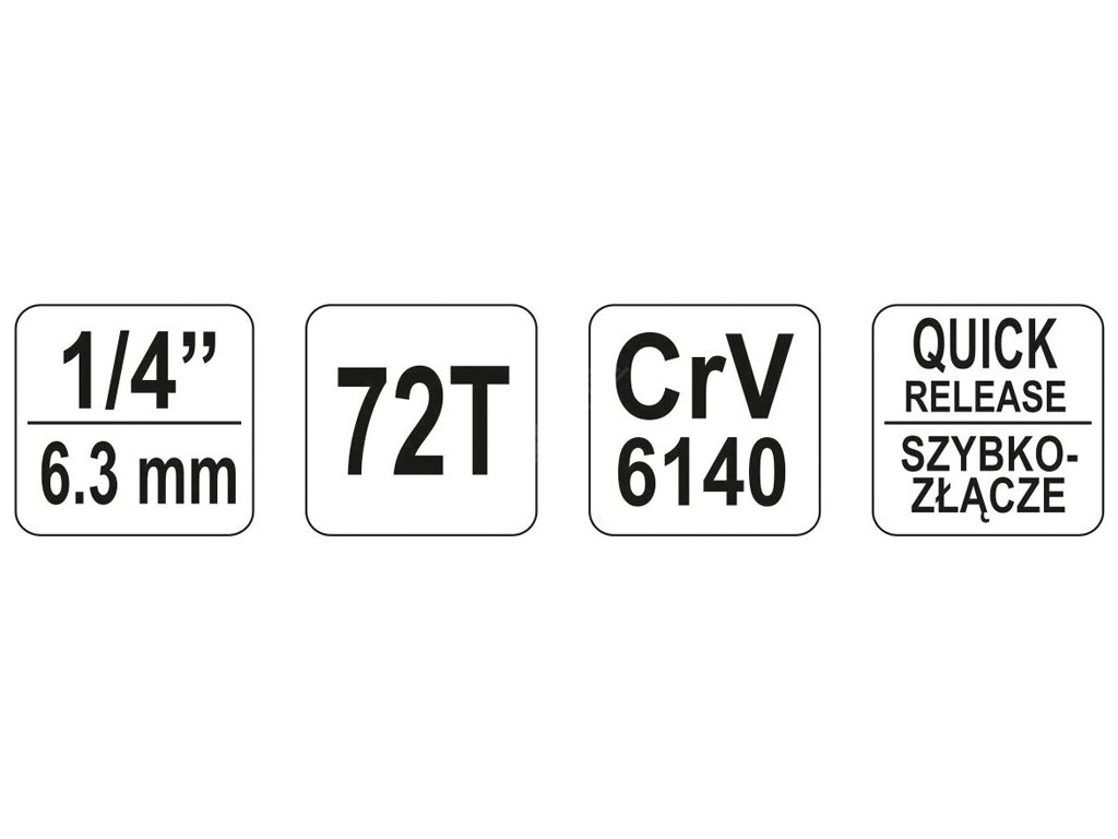 Ráčna 1/4"155 mm vyhnutá Yato YT-0730