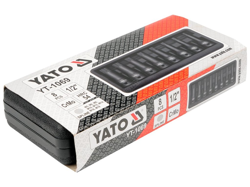 Sada nástrčných klíčů 1/2"Spline, 8ks Yato YT-1069 + Dárek, servis bez starostí v hodnotě 300Kč