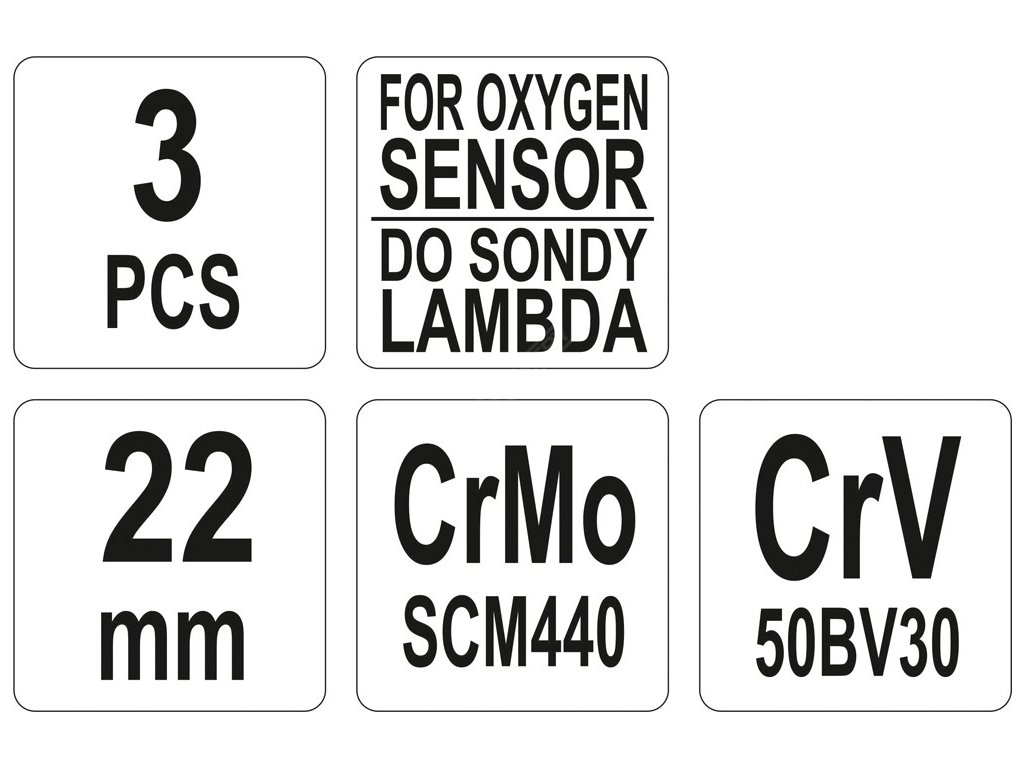 Sada klíčů nástrčných na lambda sondy 3 ks Yato YT-1752