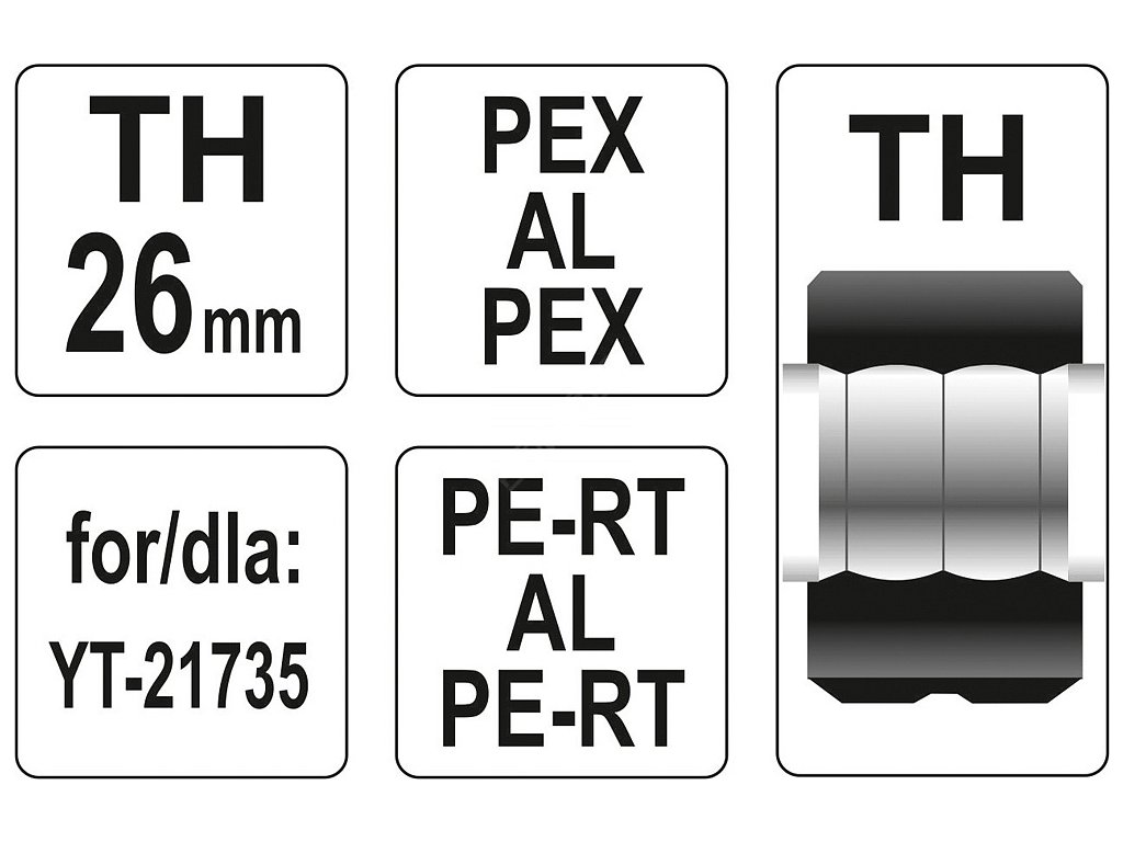 Náhradní čelisti k lisovacím kleštím YT-21735 typ TH 26mm Yato YT-21746