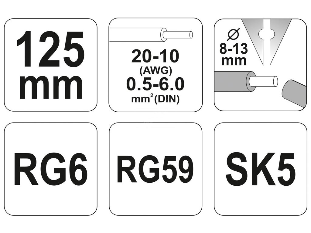 Kleště odizolovací 125 mm, průměr 0,5-6,0 mm Yato YT-2274