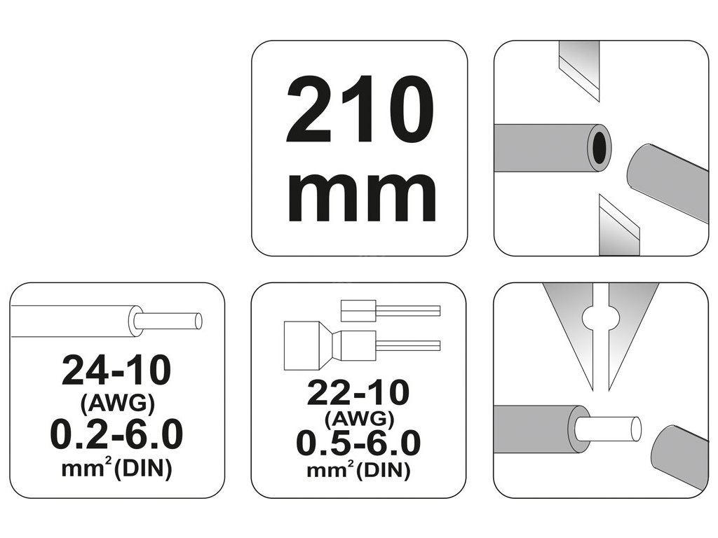 Kleště odizolovací a konektorové univerzální 210 mm Yato YT-2278