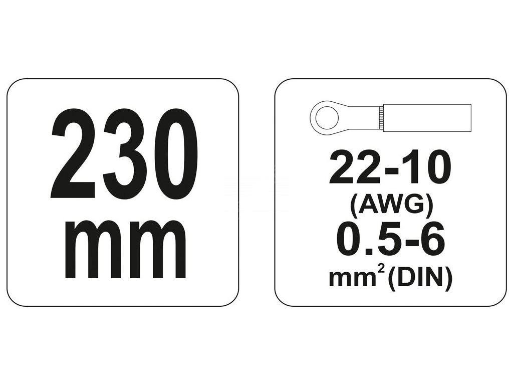 Kleště konektorové 230mm, 22-10(AWG), 0,5-6,00mm2 Yato YT-2296