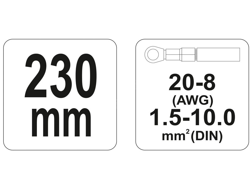 Kleště konektorové 230mm, 22-8(AWG), 1,5-10,00mm2 Yato YT-2297
