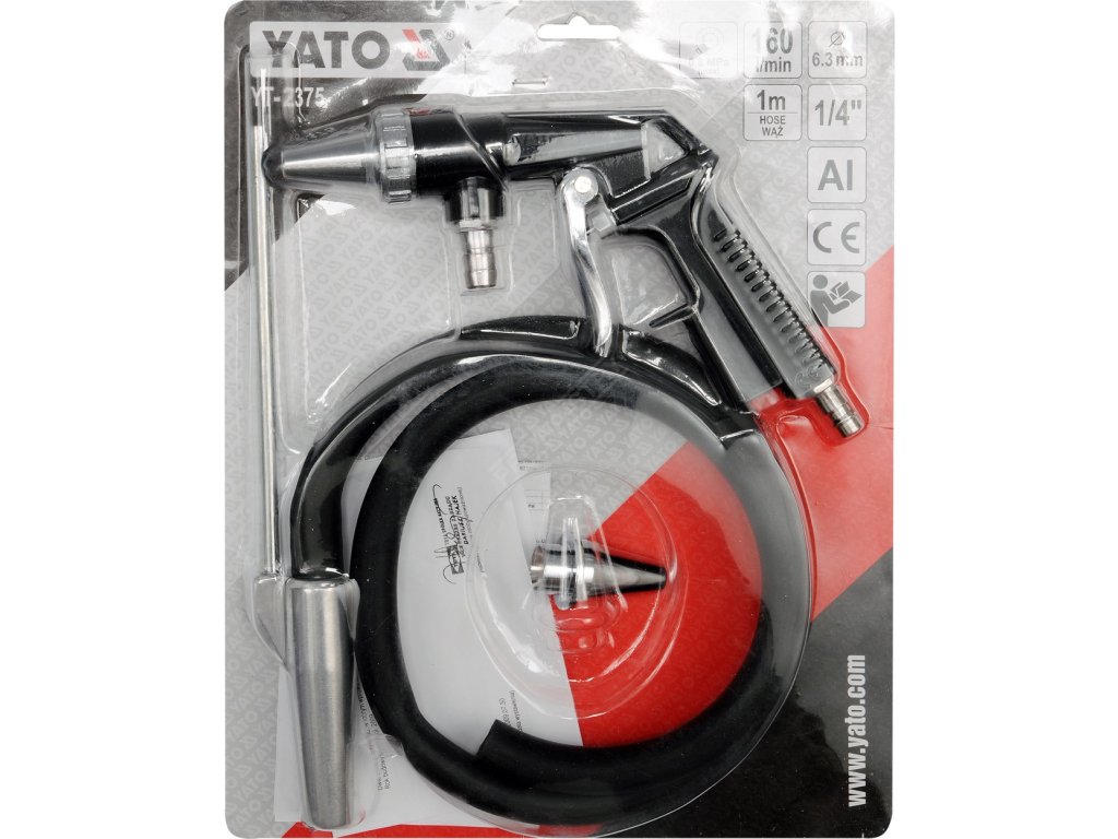 Pískovací pistole s hadicí 1/4"průměr 6,3mm Yato YT-2375