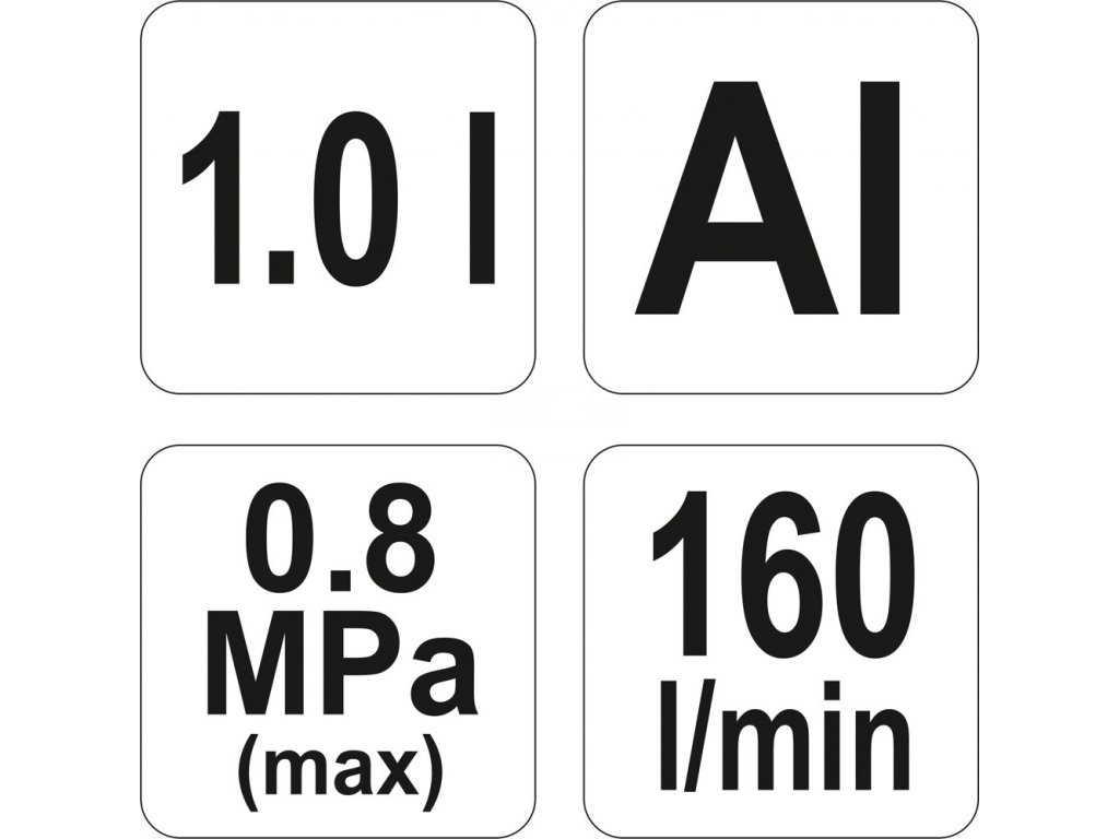 Pískovací pistole se zásobníkem 1.0L 160l/min Yato YT-2376