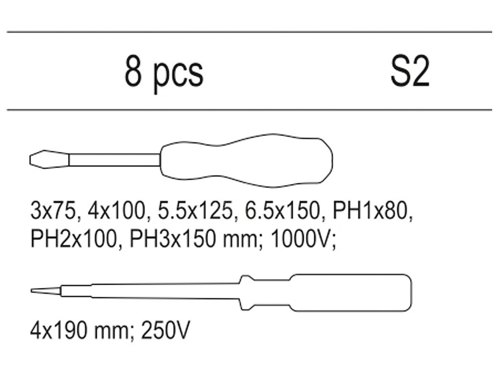 Vložka do zásuvky - sada šroubováků elektrikářských, 1000V, 8ks Yato YT-55462