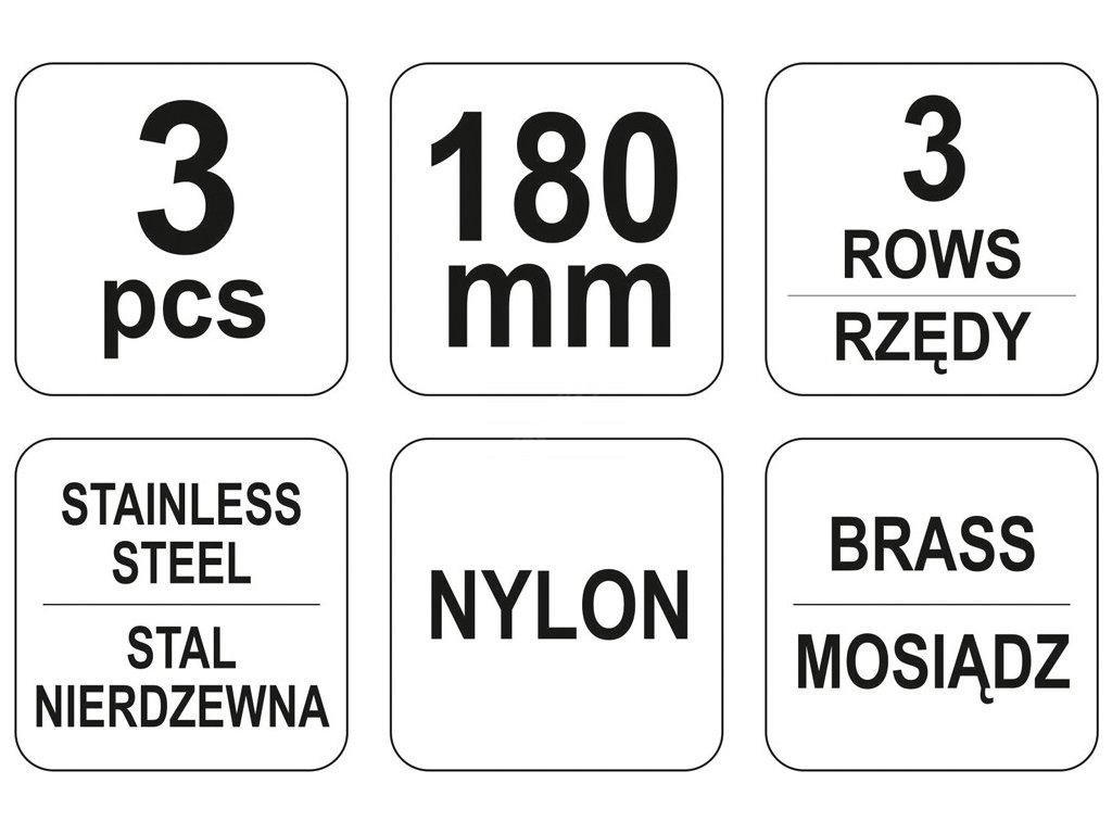 Sada kartáčů drátěných 180 mm Yato YT-6351