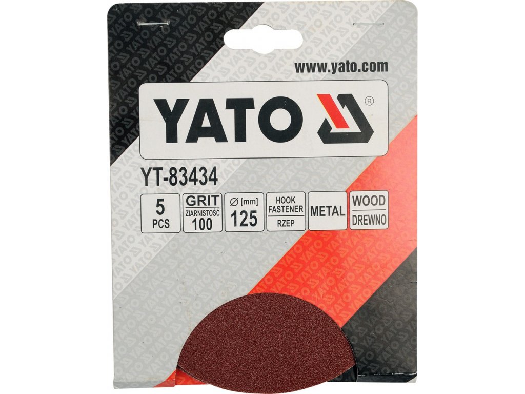 Brusný papír 125 mm P100 5 ks suchý zip Yato YT-83434