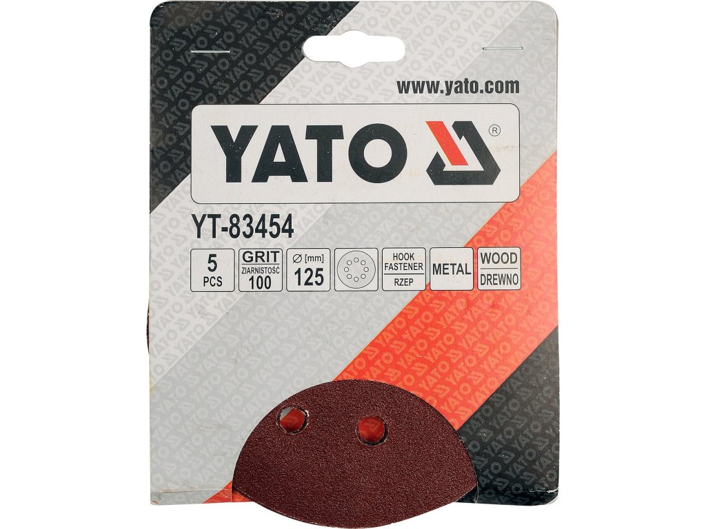 Brusný papír 125 mm P150 s otvory 5 ks suchý zip Yato YT-83456