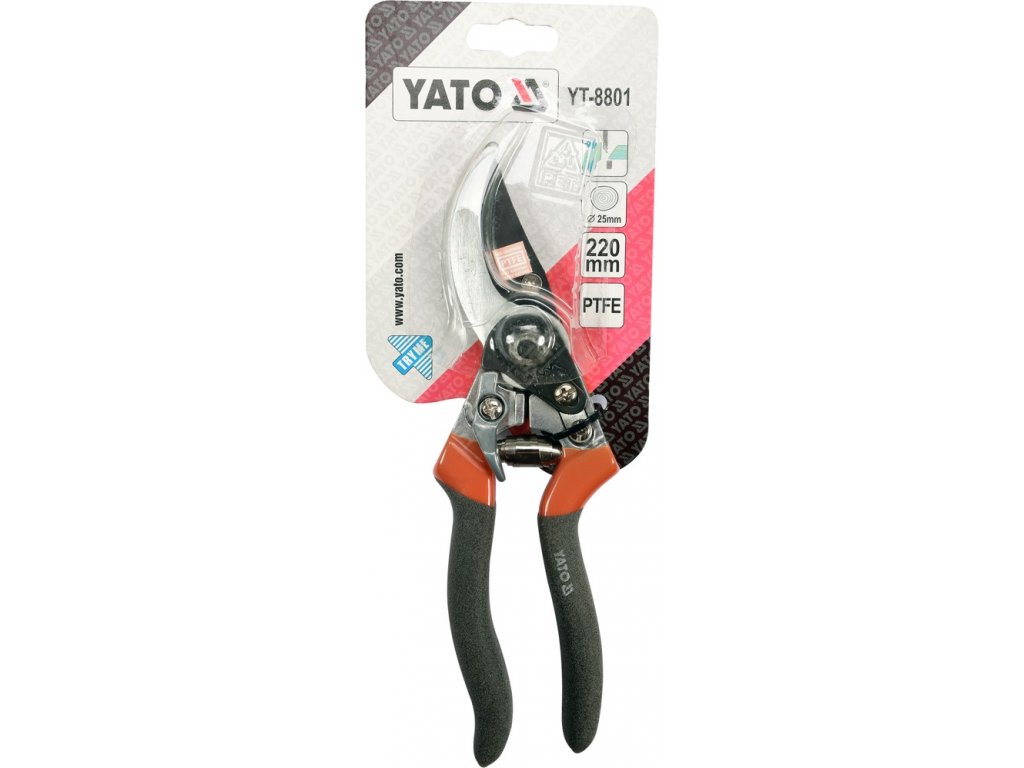 Nůžky zahradnické 220mm (průměr do 25mm) šikmý stříh Yato YT-8801