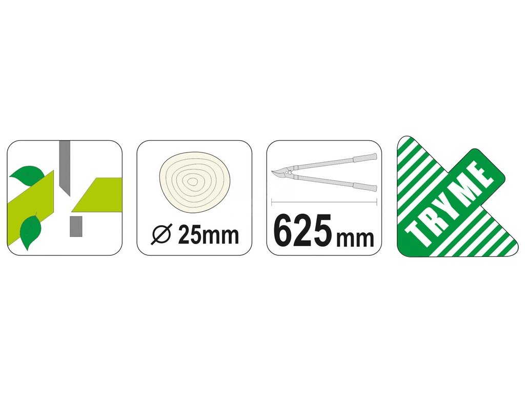 Nůžky na větve 625mm (průměr 25mm) šikmý stříh AL rukojeti Yato YT-8831