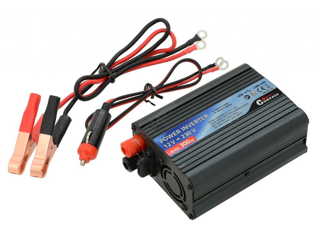 Trafo 12/230V 300W + USB Compass 07112 + Dárek, servis bez starostí v hodnotě 300Kč