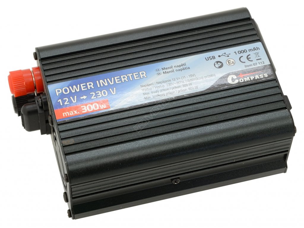 Trafo 12/230V 300W + USB Compass 07112 + Dárek, servis bez starostí v hodnotě 300Kč