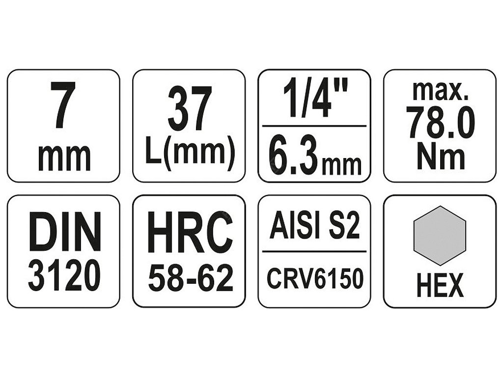 Nástavec 1/4" bit Imbus H7 Yato YT-04374