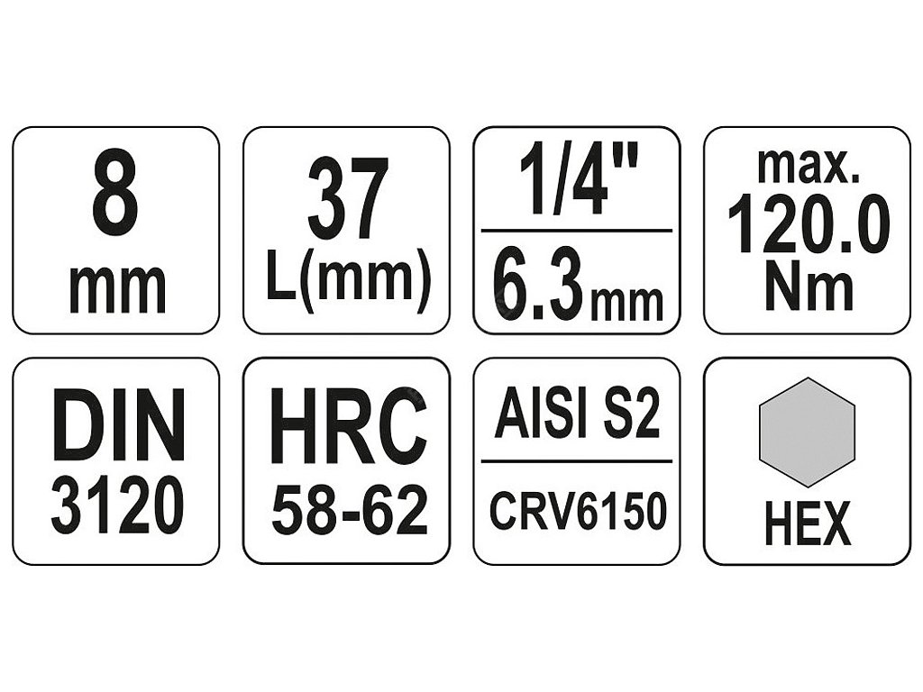 Nástavec 1/4" bit Imbus H8 Yato YT-04375