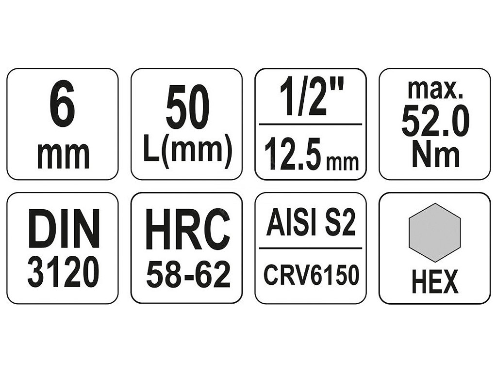 Nástavec 1/2" bit Imbus H6 Yato YT-04382