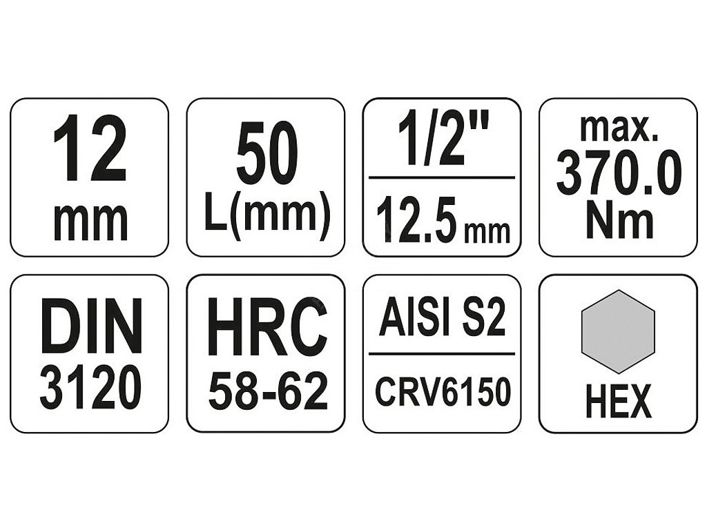 Nástavec 1/2" bit Imbus H12 Yato YT-04386
