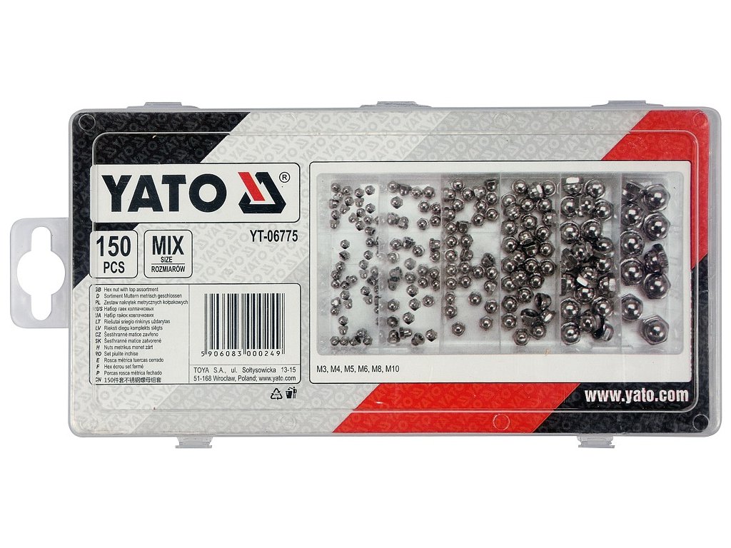 Matice metrické, kloboukové sada 150 ks Yato YT-06775