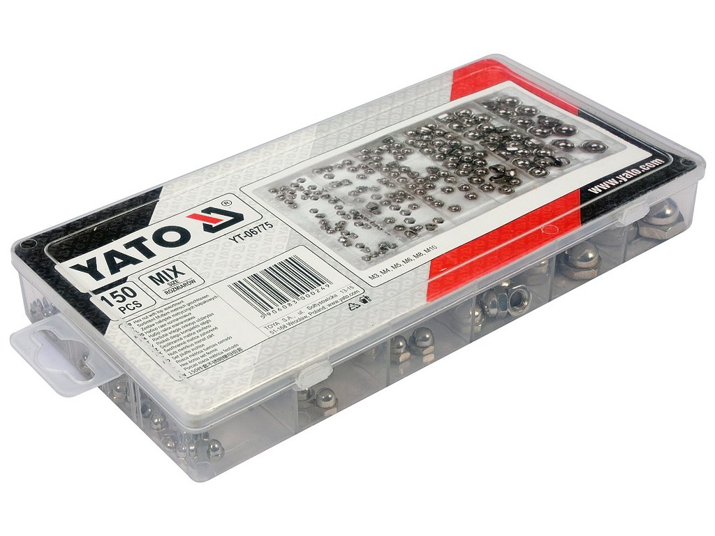 Matice metrické, kloboukové sada 150 ks Yato YT-06775