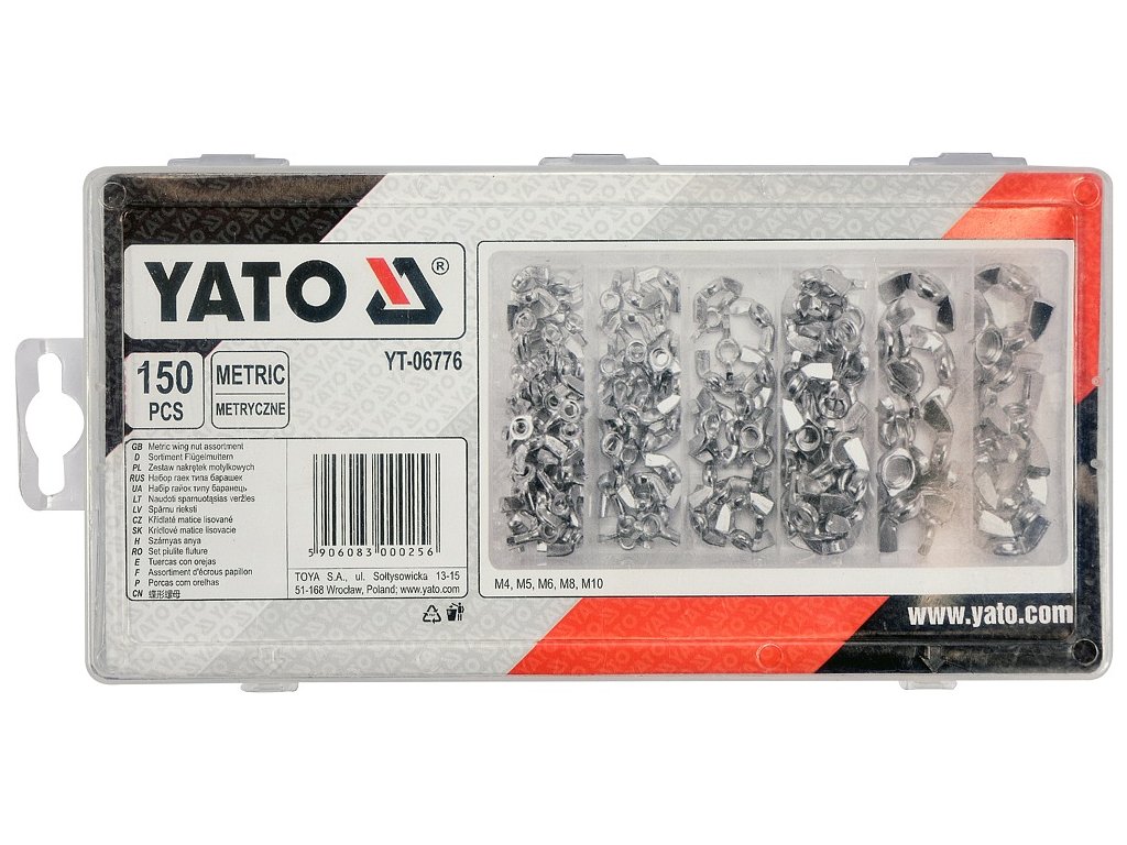 Matice křídlové, lisované sada 150 ks Yato YT-06776