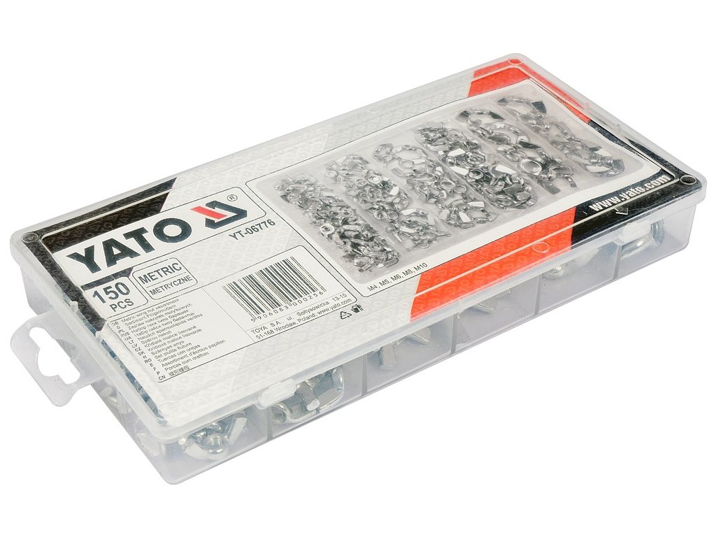 Matice křídlové, lisované sada 150 ks Yato YT-06776
