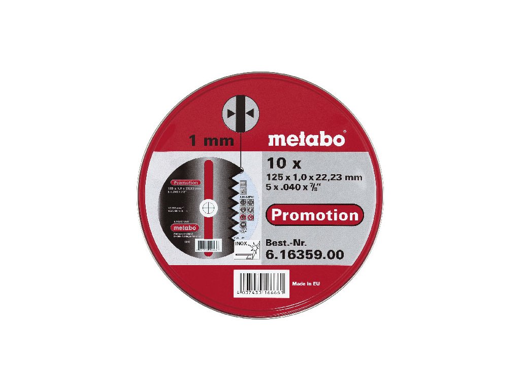 METABO - sada 10ks kotoučů Promotion 125x1,0mm na nerez