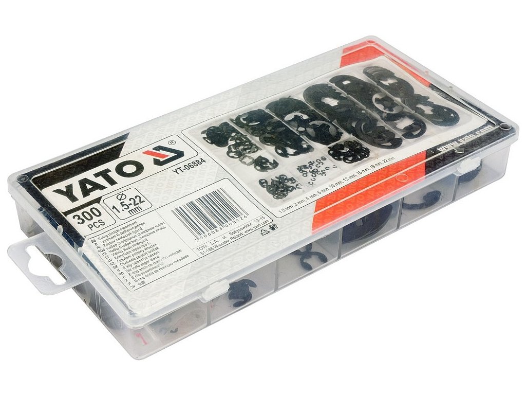Kroužek pojistný oteveřený sada 300ks Yato YT-06884