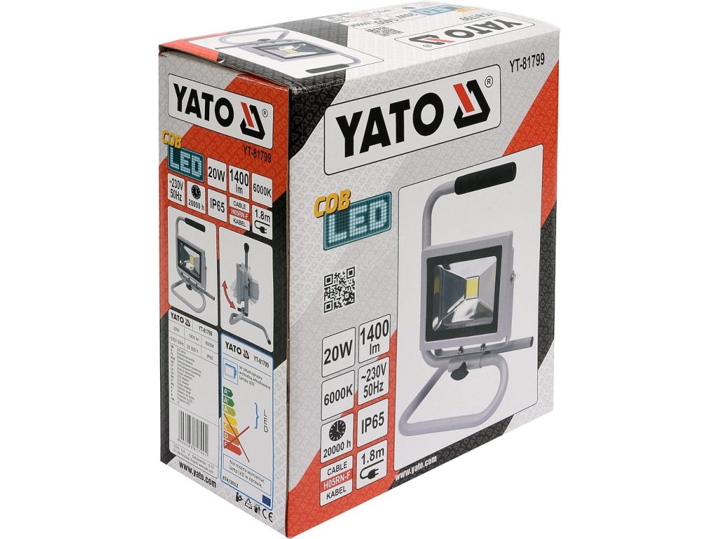 Reflektor přenosný s vysoce svítivou COB LED, 20W, 1400lm Yato YT-81799 + Dárek, servis bez starostí v hodnotě 300Kč