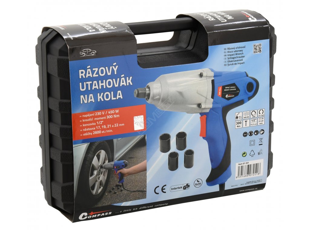 Rázový utahovák na kola 230V 450W 300Nm Compass 07251 + Dárek, servis bez starostí v hodnotě 300Kč