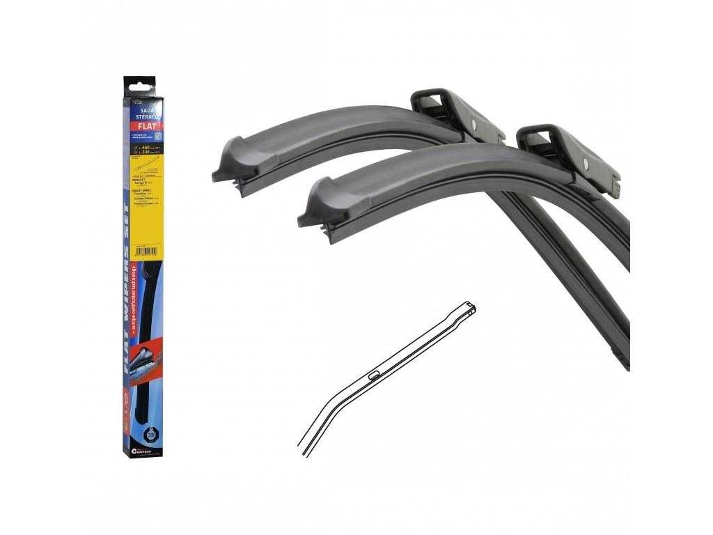 Stěrače FLAT SET (BOLT) 480+330mm Compass 10725