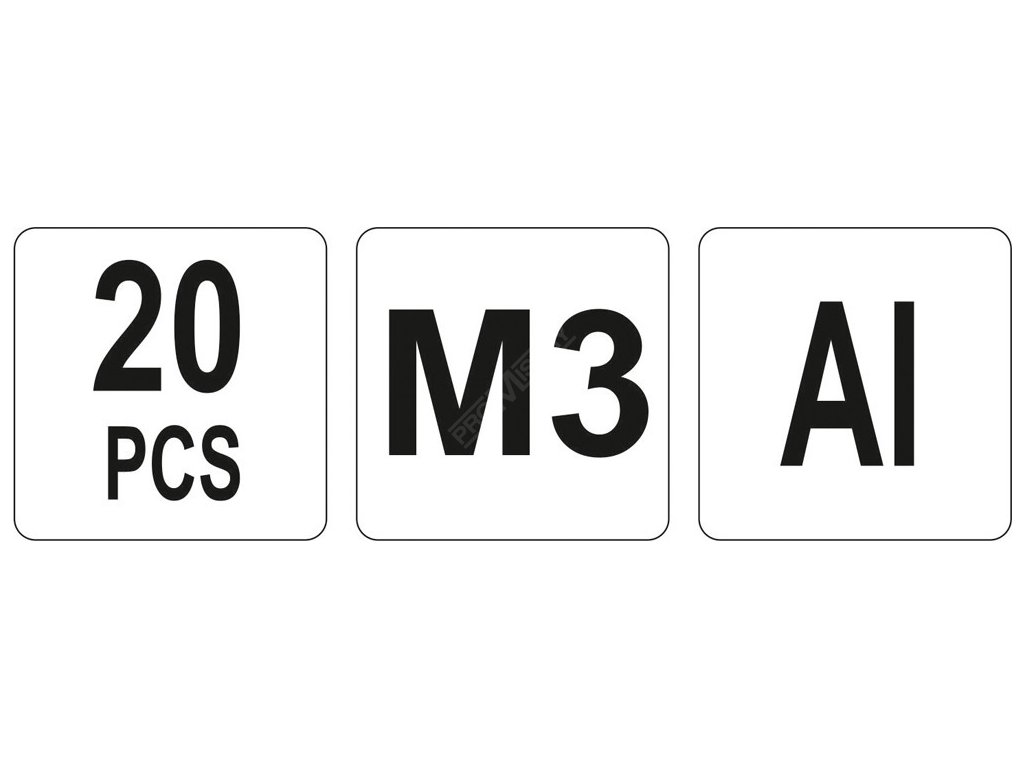 Nýtovací matice hliníková M3, 20ks Yato YT-36451