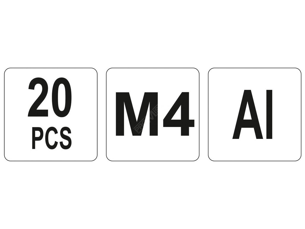 Nýtovací matice hliníková M4, 20ks Yato YT-36452