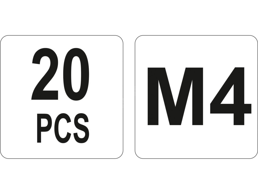 Nýtovací matice ocelová M4, 20ks Yato YT-36471