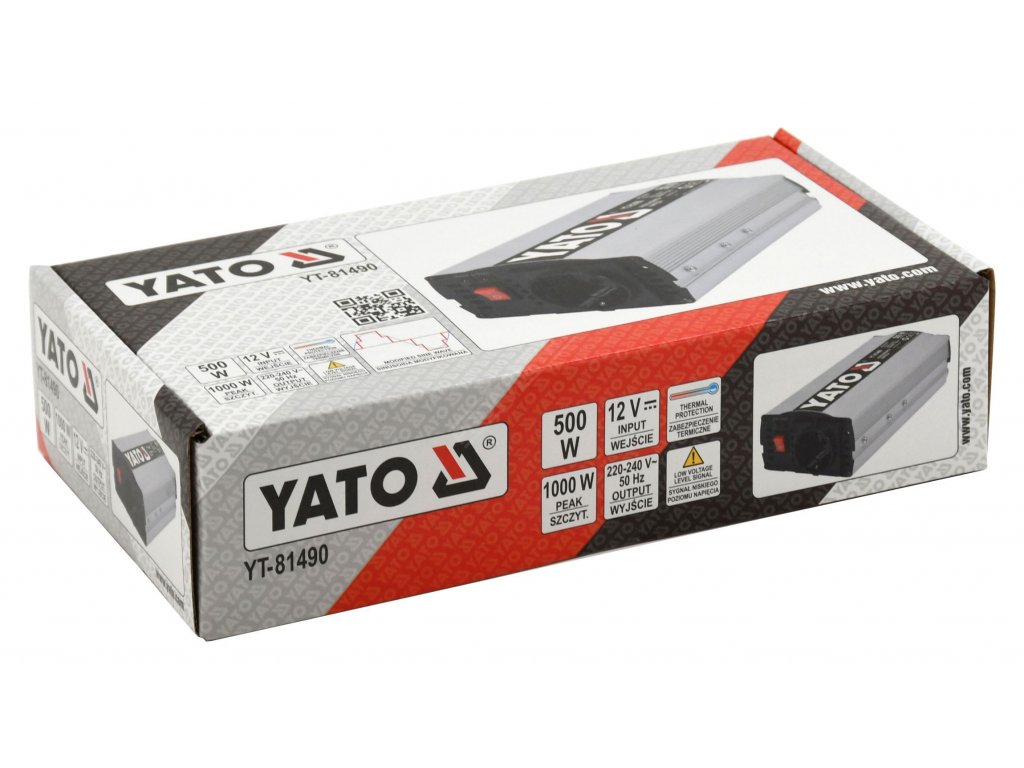 Měnič napětí 12/230V 500W Yato YT-81490 + Dárek, servis bez starostí v hodnotě 300Kč