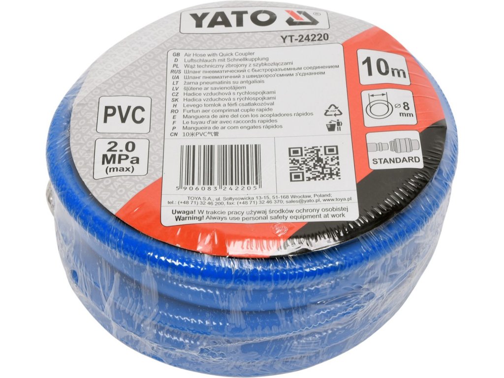 Hadice vzduchová PVC 8mm, 10m Yato YT-24220