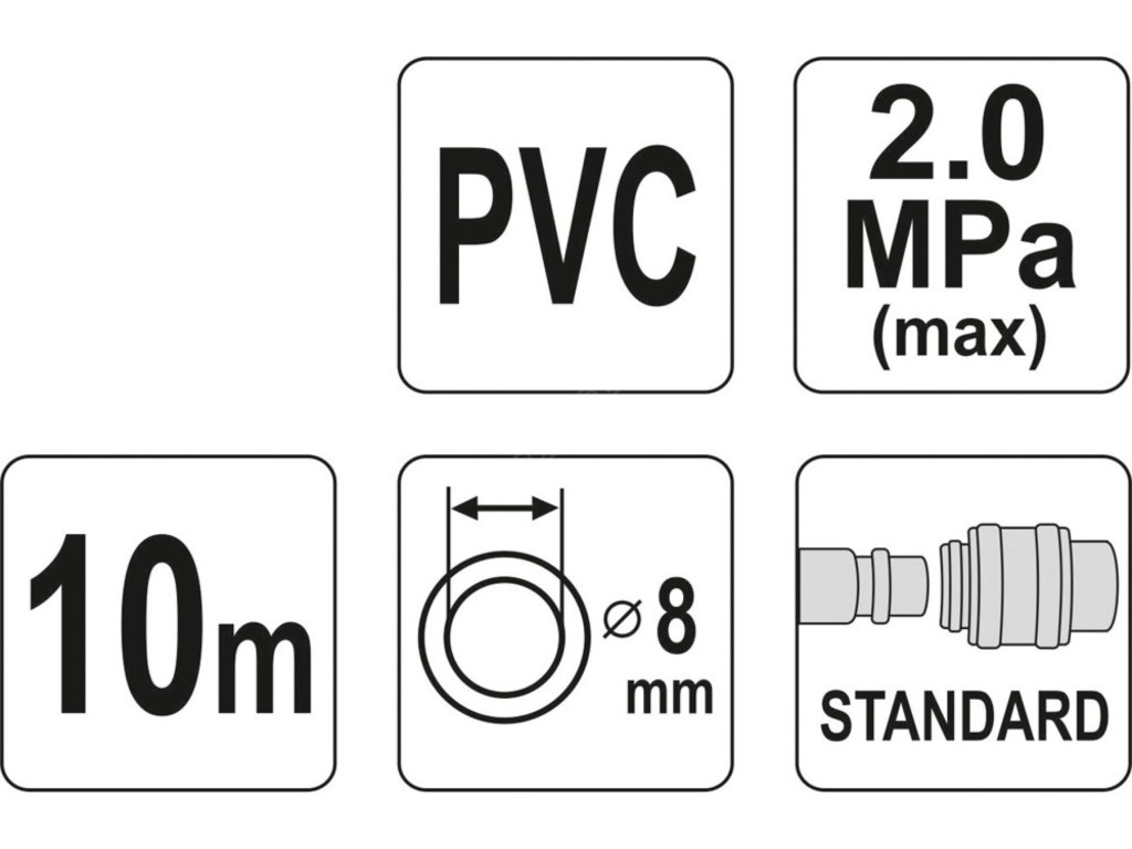 Hadice vzduchová PVC 8mm, 10m Yato YT-24220
