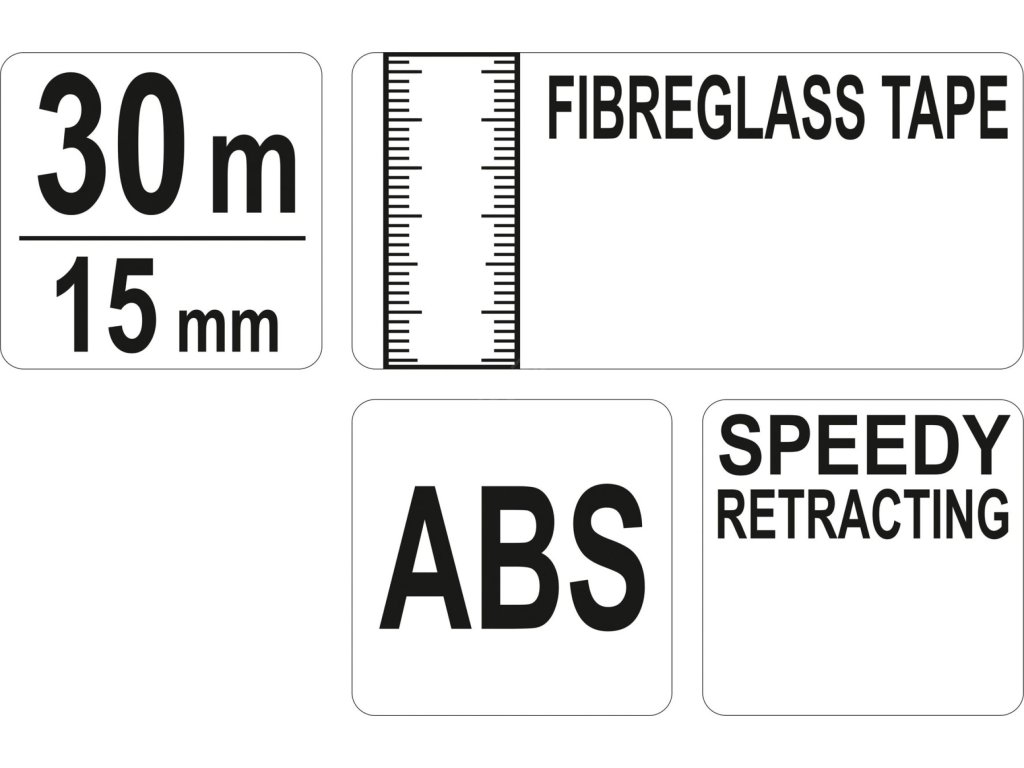 Pásmo měřící, skleněné vlákno, 30m, 15mm Yato YT-71540