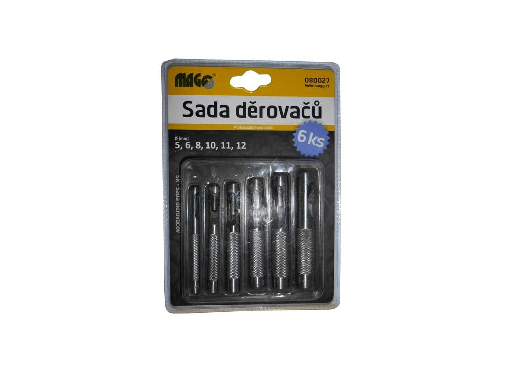 Sada děrovačů do kůže a tvrdého papíru - 5, 6, 8, 10, 11, 12 mm