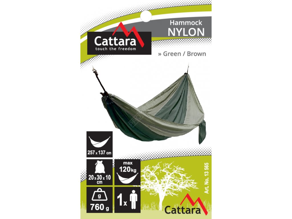 Houpací síť NYLON 275x137cm zeleno-hnědá Cattara 13565